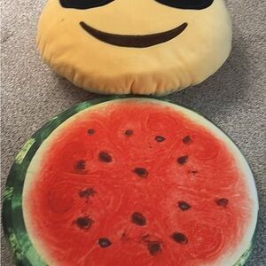 Emoji and Watermelon Plush Pillow Set